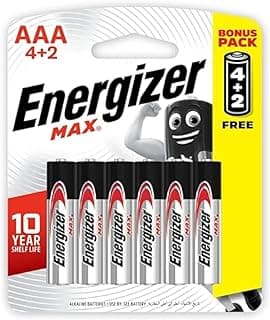 Energizer E92Bp6 Max 1.5V Alkaline Aaa Batteries, 6 Pieces - Black