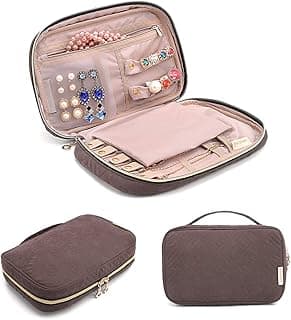 bagsmart BAGSMART Jewelry Organizer Bag Travel Jewelry Storage Cases for Necklace, Earrings, Rings, Bracelet, Brown