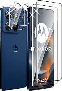 [2+2 Pack] Tempered Glass Screen Protector compatible with Motorola Edge 60 5G and Camera, No Bubbles, 9H Hardness, Anti-Scratch, 3D Curved, HD Screen Protector