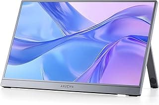 ARZOPA Portable Monitor 15.6'' FHD 1080P - Ultra-Slim Portable Laptop Monitor with Kickstand - IPS Display for PC, MAC, Phone, Xbox, PS5 - USB C & HDMI Connectivity - A1 GRAY