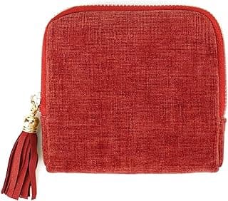Travel Jewelry Case for Women Girls, Velvet Jewelry Organizer Storage Bag for Bracelet Rings Earring, Tassel Storage Bag (Wine red)