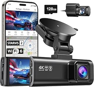 REDTIGER F7NP 4K Dash Cam Front and Rear, STARVIS 2 Sensor, 128 Card Included, 5GHz WiFi-20MB/s Fast Download, Car Dash Camera with GPS, WDR Night Vision, 170°Wide Angle, 24H Parking Mode
