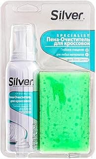 Silver Universal Foaming Shoe Cleaner - Multi-Use Foaming Cleaner for Shoes, Boots, Leather and More - Instant Leather Shoe Cleaning Foam, Removes Dirt with Cleaning Sponge