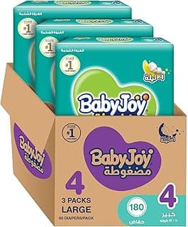 BabyJoy Compressed Diamond Pad, Size 4, Large, 10-18 kg, Mega Box, 180 Diapers