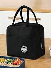 SKY-TOUCH Lunch Box Bag : Reusable Insulated Lunch Tote Bag Leakproof Thermal Cooler Sack Food Handbags Case for Work Office School Picnic Travel Black