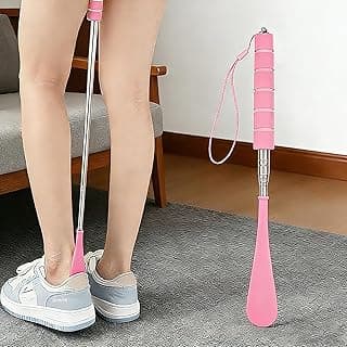 Shoe Horn Long Handle, Premium Long Handled Shoe Lifter 12" to 29", Telescopic Metal Shoes Horn Adjustable Length, Extends & Collapses Stainless Steel Telescopic Shoehorn for Seniors