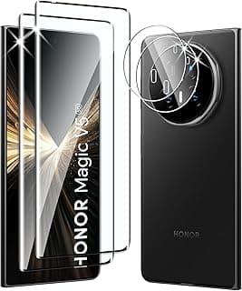 [2+2 Pack] Tempered Glass Screen Protector compatible with Honor Magic V5 and Camera, No Bubbles, 9H Hardness, Anti-Scratch, 3D Curved, HD Screen Protector