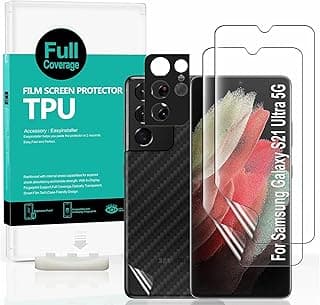 Ibywind 2 Pcs Screen Protector For SamSung Galaxy S21 Ultra 5G 6.8",Flexible TPU Film,With 1Pc Camera Lens Protector,1Pc Back Film[Easy to install]