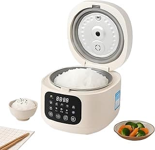 XVersion 2L Low Sugar Rice Cooker with Steamer, Smart Multi Cooker for Rice, Soup, Stew & Cake, Timer, Reservation & Keep Warm Function, Electric Rice Maker for Home/Kitchen/Family (Beige)