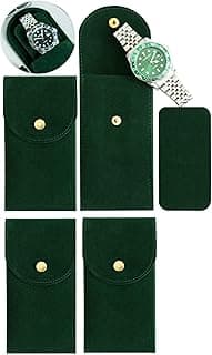 FACAICAI FACAICAI 2/4PCS Watch Travel Case for Men and Women Portable Velvet Watch Pouch Watch Storage Bag and Organizer (4 x Green)