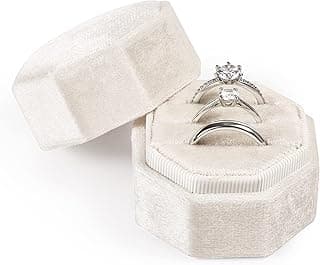 Velvet Ring Box for Wedding Ceremony, 3 Slots Octagonal Velvet Jewelry Ring Box for Proposal Engagement Wedding B13221 0