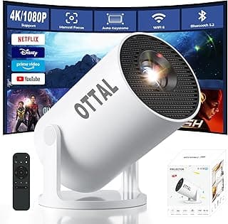 New Upgraded HY300 Pro+ Mini Projector with WiFi and Bluetooth Built in Apps, Smart Portable Projector with 180° Rotation, Auto Keystone, Support 4K, Compatible with HDMI/USB/TV Stick/phone/Laptop