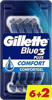 Gillette Blue 3 Disposable Razors With Comfort Gel For Men - 8 Pieces