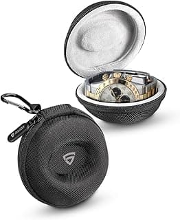 RAEGR RAEGR Nylon Travel Watch Case & Organizer| Single Storage Watch Box With Zipper| Portable Travel Friendly Case And Watch Storage Holder| Fits Wristwatches & Smart Watches Up To 50Mm - Black RG10559