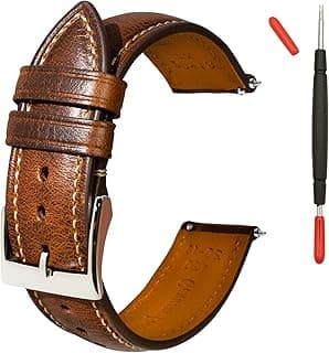 Gomvadr Quick Release Leather Watch Band 14mm 16mm 18mm 19mm 20mm 21mm 22mm 24mm,Vintage Oil Wax-tanned Pull-up Men's Watch Bands Replacement Leather Watch Straps for Men Women