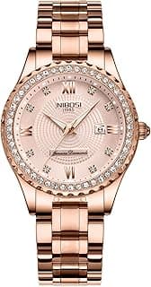 NIBOSI Women Watches Analogue Wrist Watches Watches for Women's &Girls&Miss&Ladies Rose Gold Dial Watch with Stylish Diamond Studded Watches