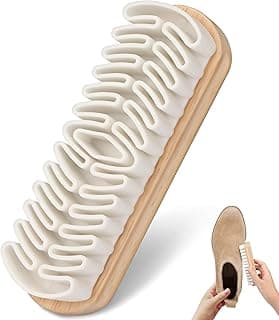 NINEMAX NINEMAX Shoe Cleaning Brush, Soft Silicone Rubber Cleaner, Wooden Handle Polish Clean for Leather Suede Boots Furnitures Bright Brown