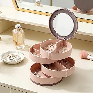 Jewelry Organizer, Small Jewelry Organizer for Women, 5 Layers Rotating Jewelry Box with Lid for Bracelets, Rings, Bracelets, Gifts for Girls, Wife, Moms and Women