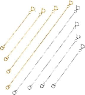 Mudder 8 Pieces Stainless Steel Necklace Extender Chains Bracelet Extension Chain, Silver and Gold