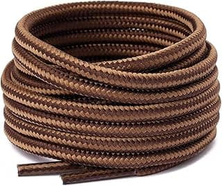 KASTWAVE Round Boot Laces, 2 Pair Heavy Duty Durable Shoe Laces for Hiking Work Boots, Strong Wear-Resistant Design, Suitable for Outdoor, Work and Casual Footwear, Brown