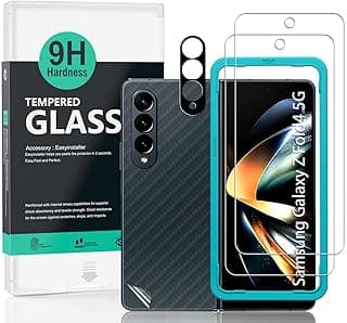 Ibywind Screen Protector For Samsung Galaxy Z Fold4 5G(6.2 Inches),with 2Pcs Tempered Glass,1Pc Camera Lens Protector,1Pc Backing Carbon Fiber Film[Fingerprint Reader,Easy to install]