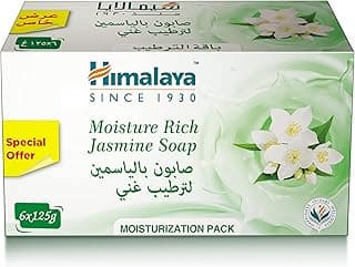 Himalaya Since 1930 Himalaya Moisture Rich Jasmine Soap Bar, Uplifts Your Mood | Soothes and Hydrates Your Skin- 6x125gm