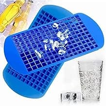 ToolHouse Silicone Ice Cube Tray, Reusable Mini Square Ice Cube Moulds, 160-cell Stackable and Easy to Release Ice Cube Trays for Candy Fudge, Suitable for Coffee, Soda, Juice and Drinks(Blue)