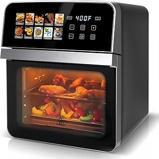 OHAHO 10L Air Fryer Oven, 1350W Large Capacity Digital Airfryer with Vibrant LED Touchscreen & 8 Presets, Convection Toaster Oven for Roasting Baking Dehydrating, Healthy Oil-Free Cooking