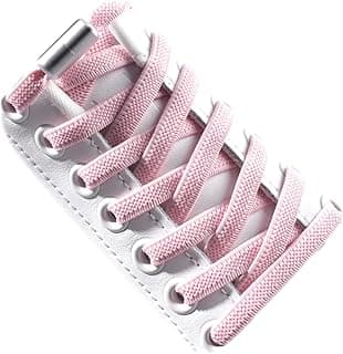 ASKIND Elastic No Tie Shoelaces, 1 Pair Semicircle Shoe Laces Quick Lazy Metal Lock Laces Shoe Strings, System With Elastic Shoe Laces, One Size Fits All Kids & Adult (Pink)