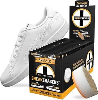 Sole Rubbers SneakERASERS Instant Sneaker Cleaner Sponge, Effective Shoe Cleaning for White Sneakers, Tennis Shoes - Pre-Moistened, Portable Shoe Cleaner, Perfect for Smooth Soles and Midsoles,14 Pack