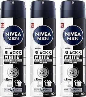 NIVEA MEN Antiperspirant Spray for Men, Black & White Invisible Protection Original, 3x150ml