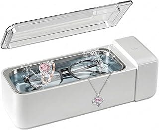 kunphy Ultrasonic Cleaner, Ultrasonic Jewelry Cleaner 12oz 46KHz, Professional Ultrasonic Cleaner with One-Touch Operation, Sonic Cleaner for Rings, Glasses, Jewelry, Dentures White