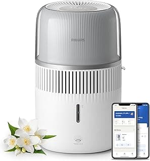 Philips Series 5000 Air Humidifier - Rooms up to 56 m2, 400 ml/h humidification rate, 37h Continuous Humidification, Ambient lighting, White/Silver - HU5710/00