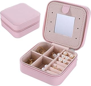 Travel Jewelry Case & Organizer featuring Mirror - Ideal Gift for Women & Girls pink