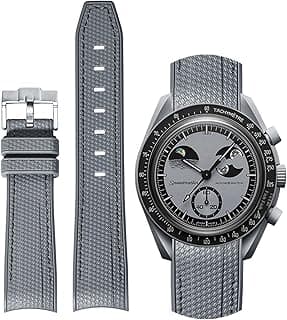 BONACE Bands for Moonswatch Watch,Curved SIlicone Strap Compatible with Omega X Swatch 20mm Watch,Swatch Omega Moonswatch Speedmaster Watch Replacement No Gap Strap Men Women
