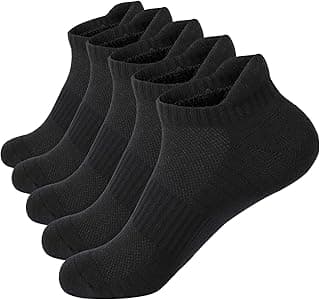 PUJANE 5 Pairs Athletic Running Ankle Socks Cushioned Breathable Low Cut Sports Tab Cotton Socks for Men and Women