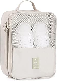 Aputue Shoe Bags for Travel, Portable Shoes Organizer Bags with Handle, Holds 3 Pair of Shoes Bag, Waterproof, Large Capacity Shoe Pouch for Travel and Daily Use Storage Accessories, Beige