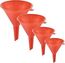 Lawazim Plastic Funnels-4 Piece-Leak-Proof Multi-Size Durable Plastic Easy Pouring Aids Liquid Transfer Tools Utility Funnels for Oil Gas and Fluids-Household Garage Workshop Kitchen and Automotives