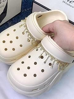 Elegant Rhinestone Dangle Shoe Chains for Clogs,Luxury Detachable Crystal Tassel,Bling Charm Accessories for Women Girls Fashion Croc Sandals