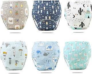 Beauenty 6PCS Baby Potty Training Pants, Breathable Potty Training Underwear, Toddler Training Underwear for 0-3 Years Boy and Girls Strong Absorbent Cotton Training Pants (Large, Boy)