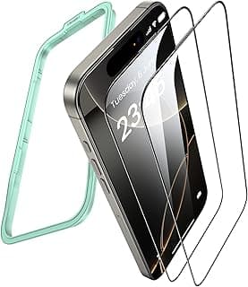 UGREEN iPhone 16 Pro Screen Protector 6.3'' 1:1 Full Coverage Military Grade Drop Protection HD Clear 9H Tempered Glass Screen Protector Easy to Install, Anti Fingerprint Fit for Most Cases 2 Pack