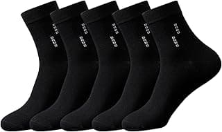 infino 5 Pairs Men's 100% Cotton Crew Socks: Mid-Calf, Dress Socks, Moisture Wicking, Suitable for All Seasons, Striped Pattern in a Variety of Colors for Business Casual Wear