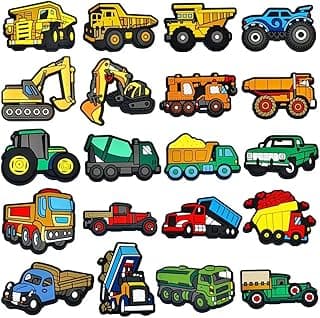 20Pcs Cute Excavator Shoe Charms for Clogs & Footwear, DIY Accessories, Ideal Christmas/Birthday Gifts for Kids-ZXJ-WJJ20
