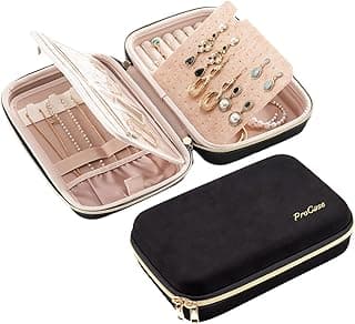 ProCase ProCase Travel Jewelry Organizer Case, Upgraded Large Jewelry Storage Bag for Necklaces Earring Rings Bracelets, Portable Travelling Jewelry Holder with Pouch and Sturdy Zipper for Women -Black
