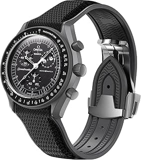 REBANDACE Strap for Omega x Swatch MoonSwatch Watch 20mm,Folding Buckle Band Compatible Omega X Swatch Moonswatch Speedmaster,Curved No Gap Replacement Strap for Men Women