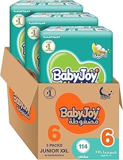 Babyjoy Compressed Diamond Pad, Size 6, Junior Xxl, 16+ Kg, Mega Box, 114 Diapers