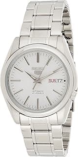 Seiko 5 Men's White Dial Stainless Steel Automatic Watch Snkl41J1, Silver