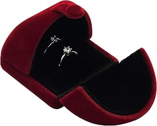 POKOFO POKOFO Double Velvet Jewelry Packaging Display Storage Case Wedding Ring Gift Box (Wine Red), Velvet