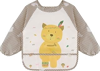 Zoye Long Sleeve Baby Bibs, Waterproof Sleeved Bib Smock for Baby Toddler 6-36 Months,Reusable with Catch-all Pocket