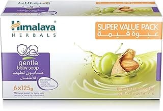 Himalaya Gentle Baby Soap, 6 x 125g | No Parabens, Phthalates or Synthetic Colors | With Cold-Pressed Olive & Almond Oil | Softens, Nourishes & Gently Cleanses Baby’s Delicate Skin